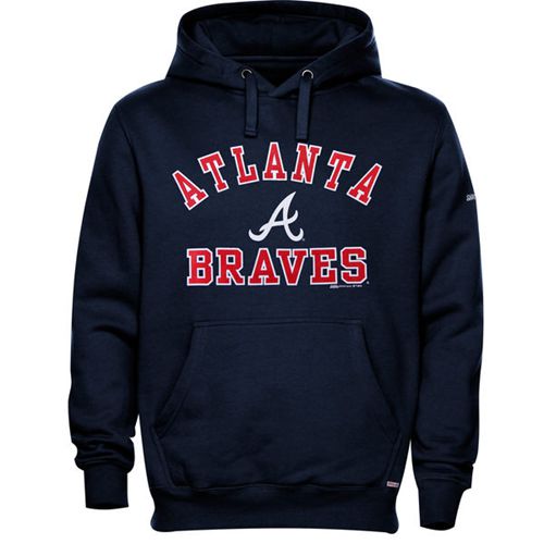 Atlanta Braves Fastball Fleece Pullover Navy Blue MLB Hoodie - Click Image to Close